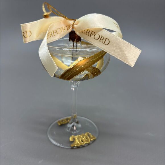 Waterford Holiday Heirlooms Lucerne Bell New Year’s Toast Ornament Set 2001 2002 - Picture 3 of 6